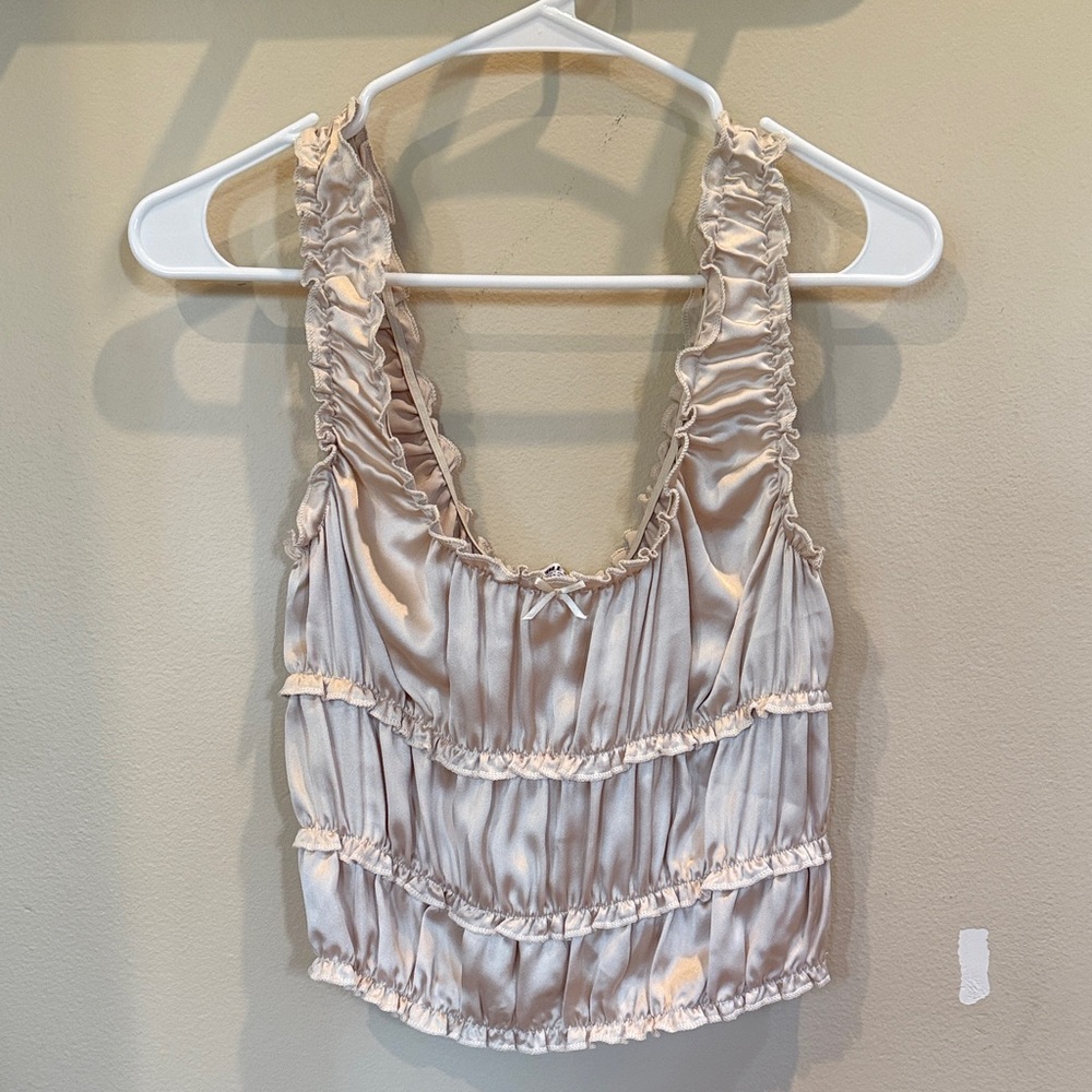 Double Zero Cream Ruffle Top
